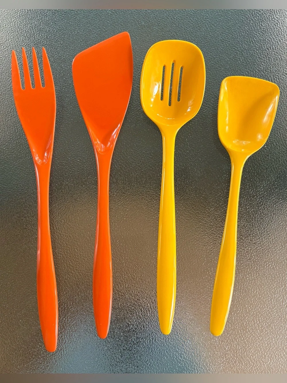 Vintage Melamine Utensils Lot 4 Orange Yellow Retro MCM Rosti Hutzler Denmark